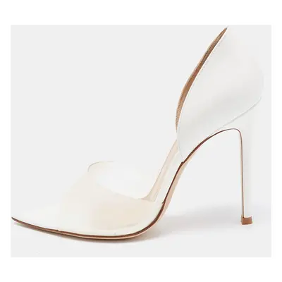 Gianvito Rossi White PVC and Leather Bree D'orsay Pumps Size