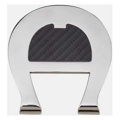 Aigner Silver Tone & Black Composite Logo Money Clip