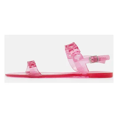 CH Carolina Herrera Pink Jelly Ankle Strap Flat Sandals Size