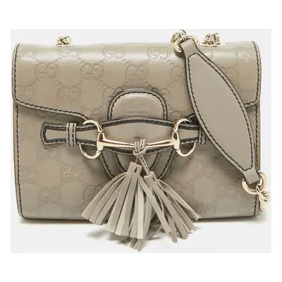 Gucci Grey Microguccissima Leather Mini Emily Chain Crossbody Bag