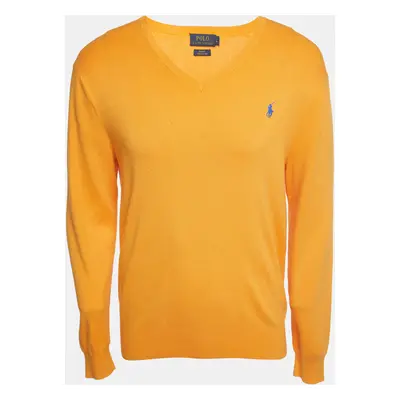 Polo Ralph Lauren Yellow Logo Embroidered Pima Cotton Slim Fit Sweater