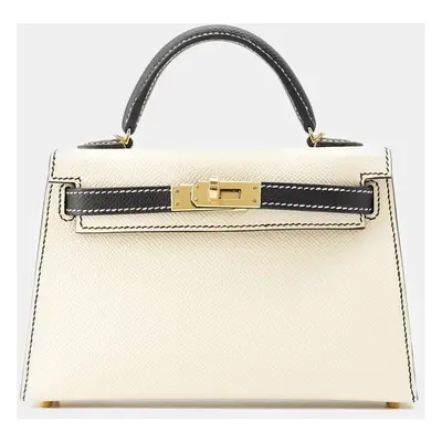 Hermès Craie and Black Epsom HSS Mini Kelly II Top Handle Bag