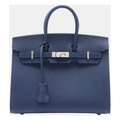 Hermes Birkin Sellier Handbag Blue Leather