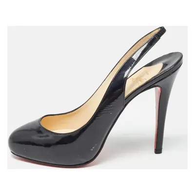 Christian Louboutin Black Patent Leather Fifi Slingback Pumps Size 38.5