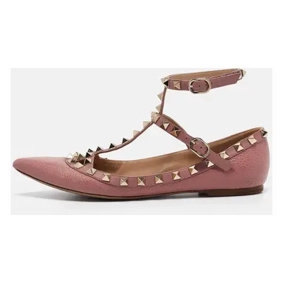 Valentino Pink Leather Rockstud Ballet Flats Size 37.5