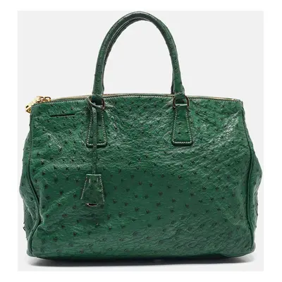 Prada Green Ostrich Double Zip Tote