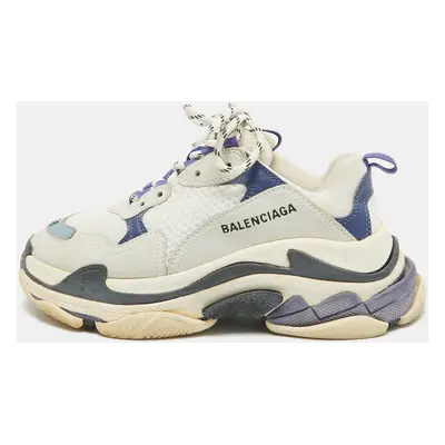 Balenciaga Multicolor Faux Leather and Mesh Triple Lace Up Sneakers Size