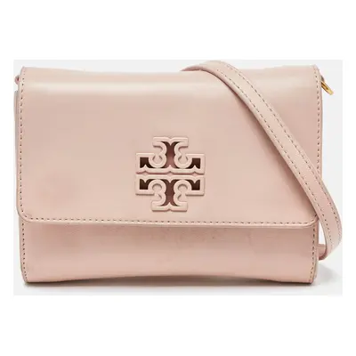 Tory Burch Pink Leather Britten Flap Crossbody Bag