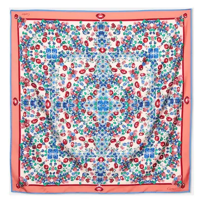 Cartier Pink/Blue Tutti Frutti Print Silk Scarf