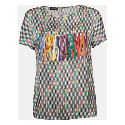 Emporio Armani Multicolor Checked Silk Embroidered Top