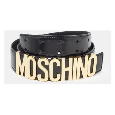 Moschino Black Leather Classic Logo Belt CM