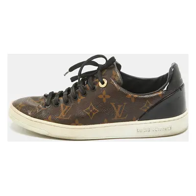 Louis Vuitton Brown/Black Monogram Canvas and Patent Frontrow Sneakers Size 37.5