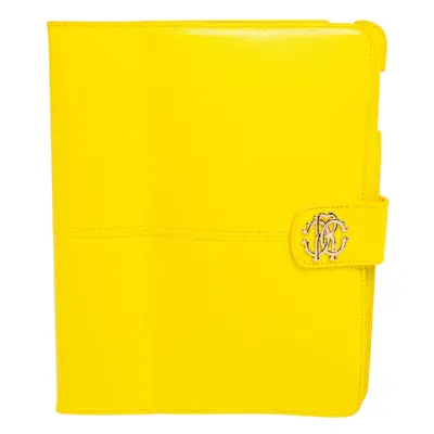 Roberto Cavalli Yellow Leather Logo Buckle Detail Tablet Case