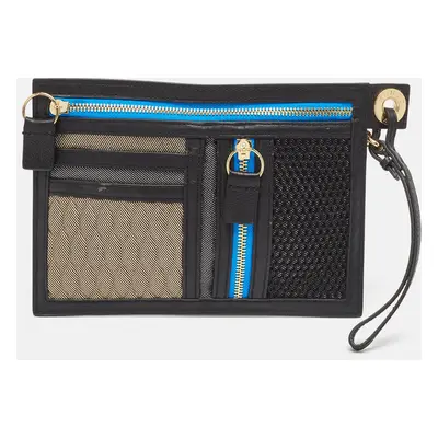 Kenzo Black/Multicolor Leather and Fabric Organizer Pouch