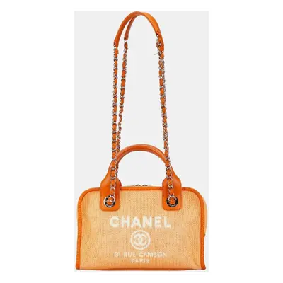 Chanel Orange Canvas Deauville Tote Bag