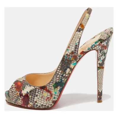 Christian Louboutin Multicolor Python No Prive Slingback Pumps Size