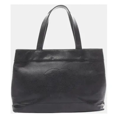 Chanel Black Caviar Skin (Grained Calf) Coco Mark Tote Bag