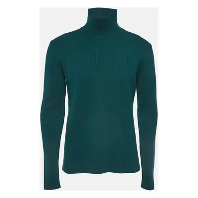 Bottega Veneta Green Rib Knit Turtleneck Pullover