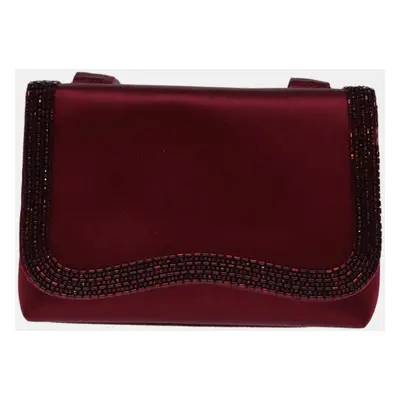 Chanel Red Satin Vintage Pearl shoulder Bag