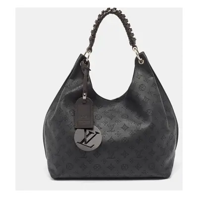 Louis Vuitton Black Monogram Mahina Leather Carmel Hobo