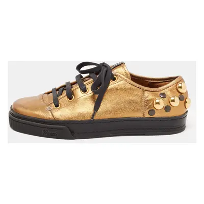 Gucci Metallic Leather Babouska Studded Praga Sneakers Size