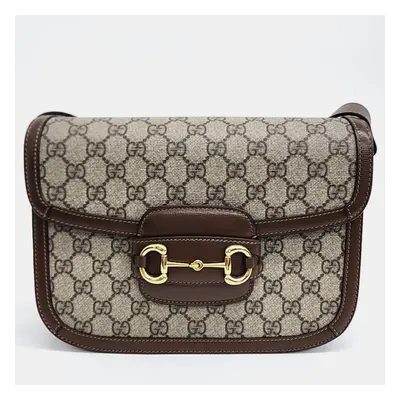 Gucci Beige/Brown GG Canvas and Leather Horsebit Shoulder Bag