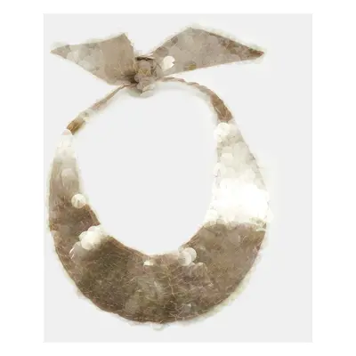 Marni Beige Silk Clear Sequined Collar Necklace