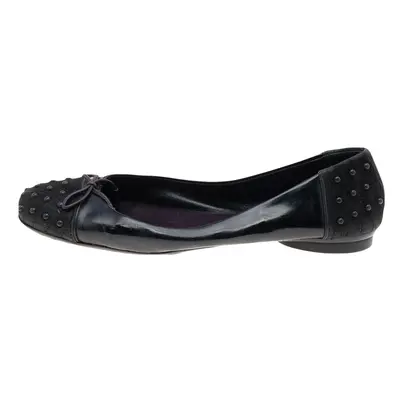 Tod's Black Suede And Leather Bow Flats Size