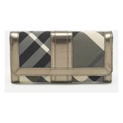 Burberry Metallic Nova check Nylon and Leather Penrose Continental Wallet