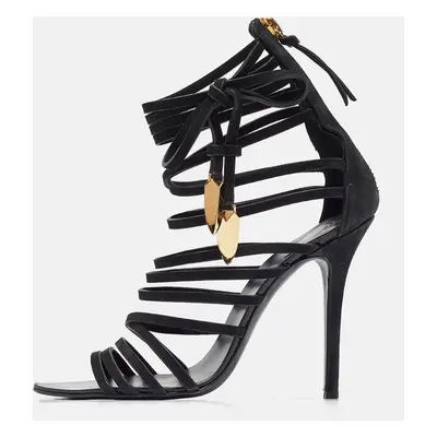 Giuseppe Zanotti Black Nubuck Strappy Mortisia Sandals Size