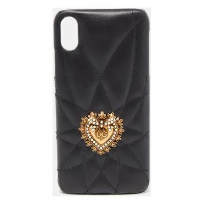 Dolce & Gabbana Black Leather Sacred Heart iPhone Case