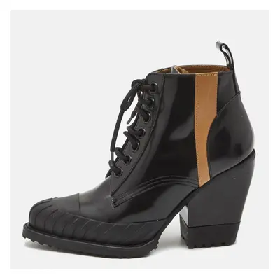 Chloe Black Leather Rylee Cap Toe Ankle Boots Size