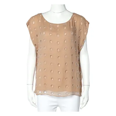 Alice + Olivia Beige Silk Bead Embellished Sleeveless Top