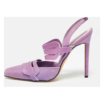 Manolo Blahnik Purple Leather Slingback Pumps Size