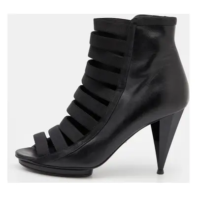 Gucci Black Elastic And Leather Isadora Gladiator Booties Size