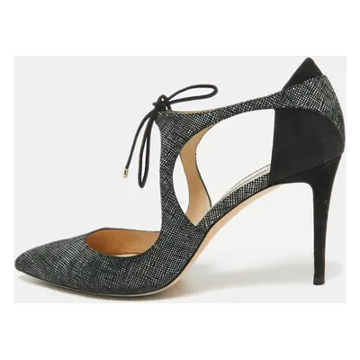 Jimmy Choo Black/Grey Textured Suede Vanessa Pumps Size