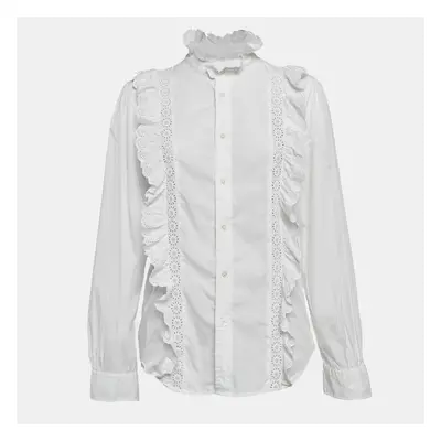 Polo Ralph Lauren White Cotton Ruffled Shirt