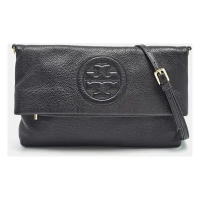 Tory Burch Black Leather Thea Fold Over Crossbody Bag