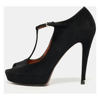 Gucci Black Suede Betty T-Strap Pumps Size 39.5