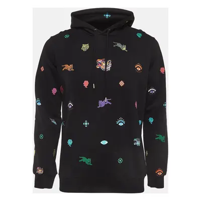 Kenzo Black All Over Print Cotton Long Sleeve Hoodie