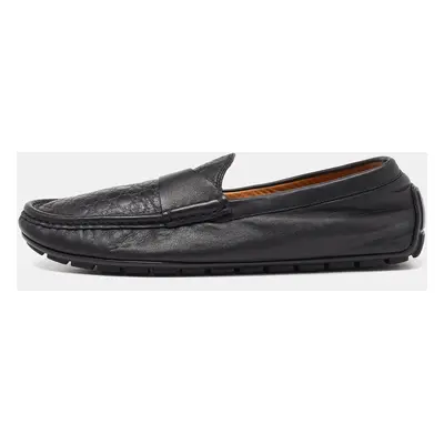 Gucci Black Guccissima Leather Slip On Loafers Size