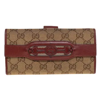 Gucci Beige/Copper GG Canvas and Leather Flap Continental Wallet