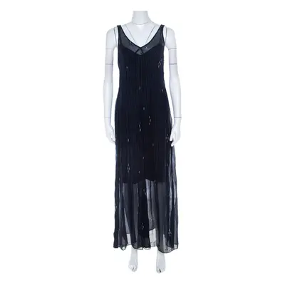 Isabel Marant Navy Blue Chiffon Sleeveless Cassidy Maxi Dress