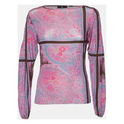 Etro Purple/Multicolor Printed Jersey Full Sleeve Top