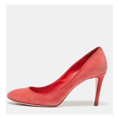 Miu Miu Coral Pink Suede Round Toe Pumps Size 37.5