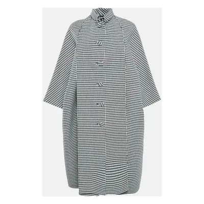 Balenciaga Black/White Houndstooth Wool Oversize Coat