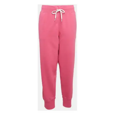 Polo Ralph Lauren Pink Logo Embroidered Cotton Blend Knit Trackpants