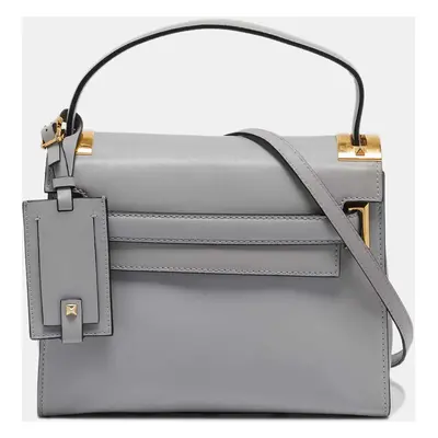 Valentino Ash Grey Leather My Rockstud Top Handle Bag