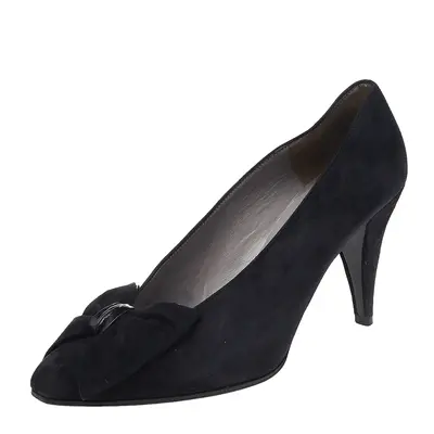 Dior Black Suede Bow Detail Pumps Size