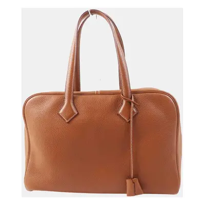 Hermes Victoria Clemence Boston Bag Gold Leather